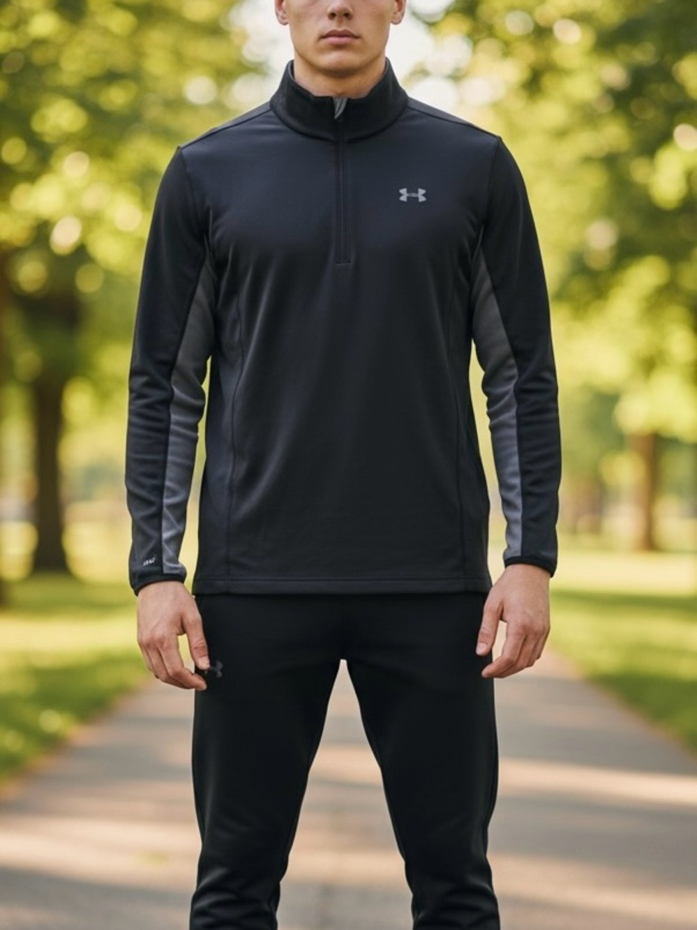 Under Armour Storm 1 Quarter Zip Pullover Black Water Resistant Mens Small Loose